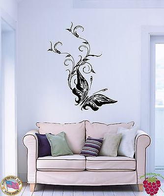 Wall Stickers Vinyl Decal Flower And Butterfly Beautiful Floral Decor Unique Gift (z1797)