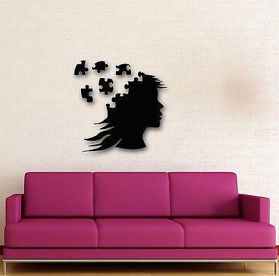 Wall Stickers Vinyl Decal Head Girls Thoughts Women Logic Puzzle Unique Gift (ig650)