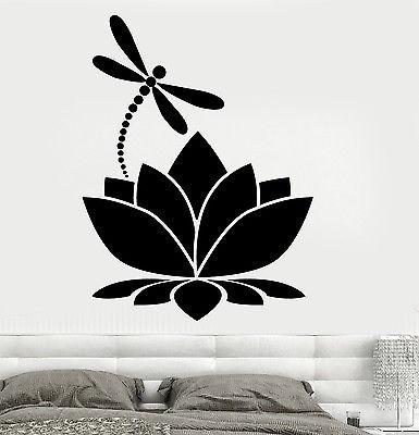 Wall Vinyl Sticker Decal Lotus Flower Dragonfly Meditation Yoga Studio Unique Gift (z2909)