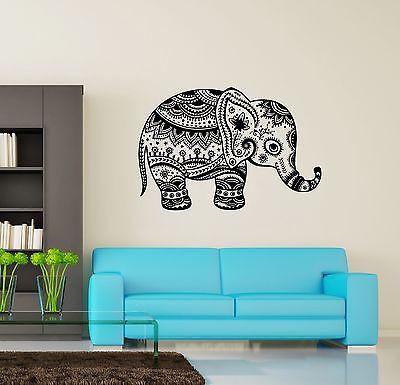 Wall Vinyl Elephant Cute Animal Tribal Ornament Mural Vinyl Decal Unique Gift (z3367)
