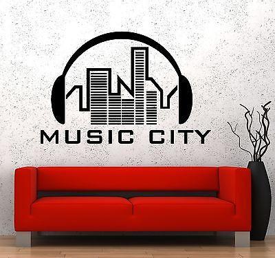 Wall Vinyl Music Headphones City Urban Song Guaranteed Quality Decal Unique Gift (z3575)
