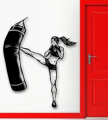 Wall Sticker Vinyl Decal Martial Arts Kickboxing Sports Sexy Girl Fight Unique Gift (ig2006)
