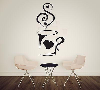 Wall Vinyl Sticker Art Cup of Coffee Aroma Soar Love Heart Unique Gift (n084)