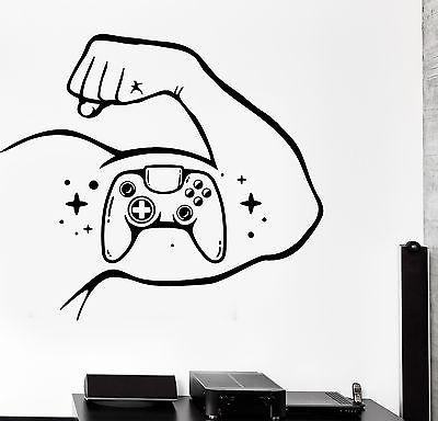 Wall Decal Gaming Joystick Joypad Muscle Bicep Games Vinyl Decal Unique Gift (z3103)
