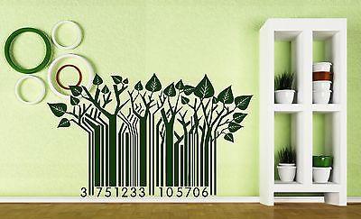 Wall Sticker Vinyl Barcode Symbol Green Trees Take Care of Nature's Call Unique Gift (n200)