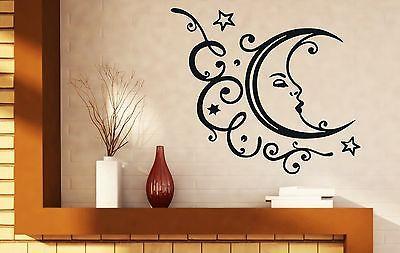 Wall Vinyl Sticker Decal Sleeping Moon Stars Clouds Relaxation Vacation Unique Gift (n211)