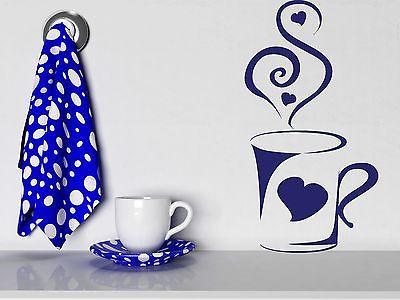 Wall Vinyl Sticker Art Cup of Coffee Aroma Soar Love Heart Unique Gift (n084)