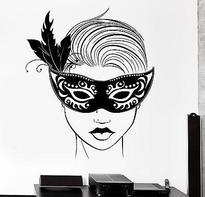 Wall Decal Carnival Mask Masquerade Sexy Hot Girl Sexy Vinyl Decal Unique Gift (z3147)