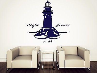 Wall Vinyl Sticker Decal Lighthouse Tower Beacons Beach Decor Unique Gift (n173)