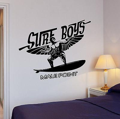 Wall Decal Surfing Surf Boys Wings Flight Sport Maui Vinyl Stickers Unique Gift (ed106)