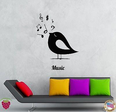 Wall Stickers Vinyl Decal Birds Notes Music Romantic Decor For Bedroom Unique Gift (z2070)