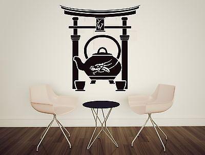 Wall Sticker Oriental Tea Ceremony Teapot Cup Dragon Teahouse Vinyl Decal Unique Gift (n331)