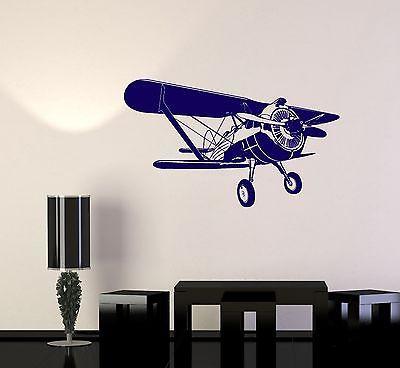 Wall Vinyl Airplane Retro Biplane Guaranteed Quality Decal Unique Gift (z3447)