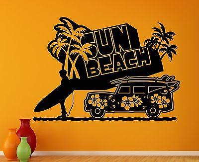 Wall Sticker Vinyl Decal Sun Sea Beach Vacation Relax Car tropical Palm Unique Gift (ig1255)