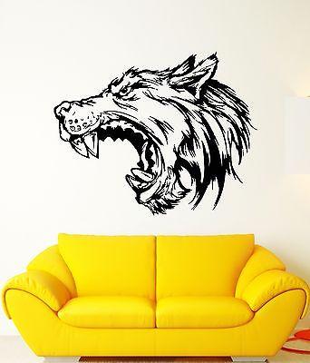 Wall Decal Wolf Growl Angry Dog Fangs Teeth Mouth Beast Vinyl Stickers Unique Gift (ed287)
