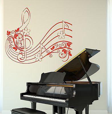 Wall Vinyl Music Notes Clef Flower Floral Guaranteed Quality Decal Unique Gift (z3510)