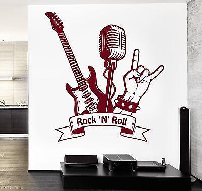Wall Decal Music Rock Guitar MIcrophone Vinyl Sticker Unique Gift (z3587)