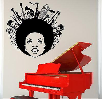 Wall Vinyl Music Black African American Girl Guaranteed Quality Decal Unique Gift (z3514)