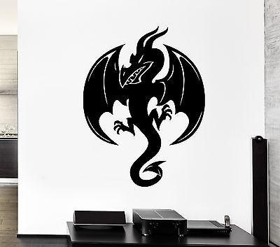 Wall Decal Black Dragon Snake Fire Monster Wings Scales Vinyl Stickers Unique Gift (ed190)