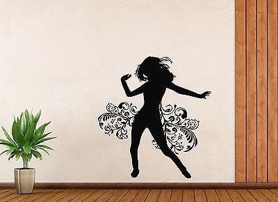 Wall Vinyl Sticker Decal Girl Dancing Vortex Hair Skirt Flower Decor Unique Gift (n144)