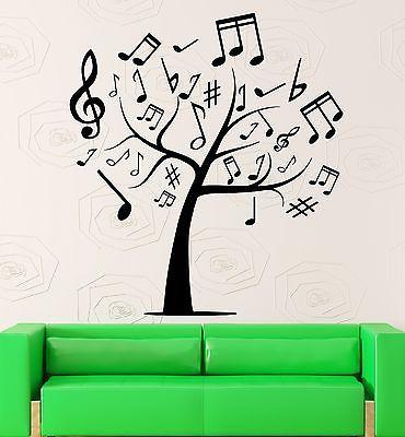 Wall Stickers Tree Sheet Music Cool Room Decor Vinyl Decal Unique Gift (ig2411)