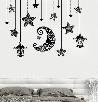 Wall Decal Moon Stars Light Romanic Mural For Bedroom Vinyl Decal Unique Gift (z3190)