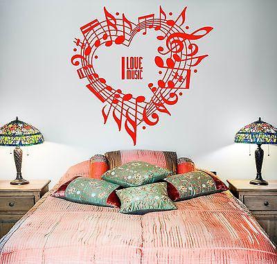 Wall Vinyl Music Notes Love For Bedroom Guaranteed Quality Decal Unique Gift (z3513)