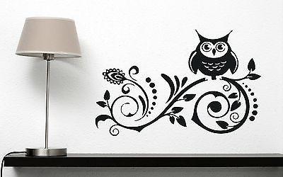 Wall Sticker Vinyl Decal Night Owl Sitting on a Branch Inhabitant Unique Gift (n154)