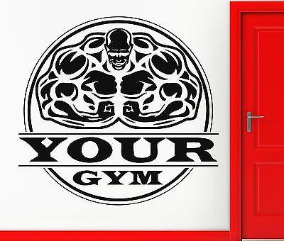 Bodybuilding Gym Iron Sport Weight Decor Wall Vinyl Sticker- Put Your Name z826