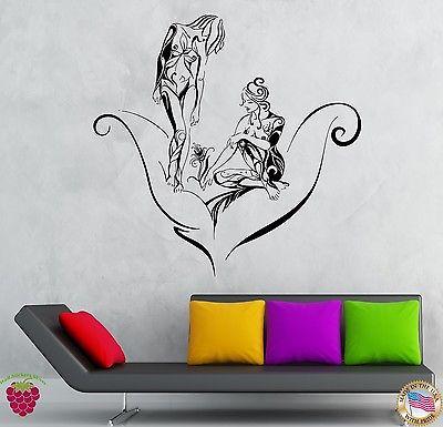 Wall Stickers Vinyl Decal Two Naked Girls And Flower Decor For Bedroom (z1935)