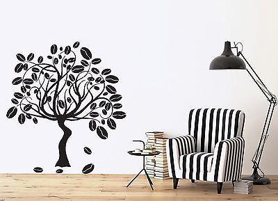 Wall Vinyl Sticker Decal Coffee Tree Beans on the Ground Cofffe Aroma Unique Gift (n124)