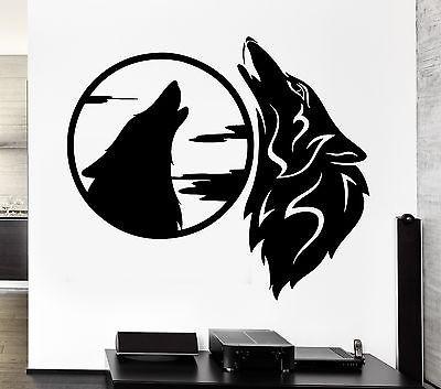 Wall Decal Wolves Pack Howl Night Moon Beast Animal Sky Vinyl Stickers Unique Gift (ed256)