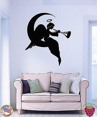 Vinyl Decal Wall Stickers Religion Religious Angel On A Moon Decor (z1813)