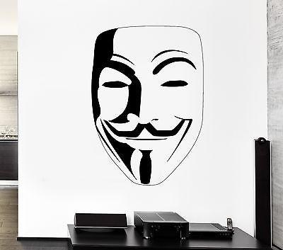 Wall Decal Guy Fawkes Vendetta Mask Revenge Mural Vinyl Stickers Unique Gift (ed049)