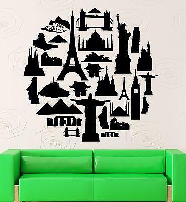 Wall Stickers Travel Agency Tourist Attraction Europe Asia Vinyl Decal Unique Gift (ig2396)