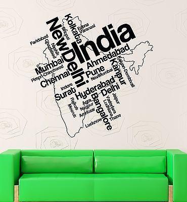 Wall Stickers Vinyl Decal India Map New Delhi Map Country Travel Uniqu ...
