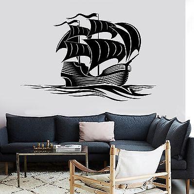 Wall Decal Sail Boat Ocean Marine Sea Waves Vinyl Sticker For Living Room Unique Gift z2832