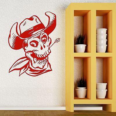 Wall Stickers Vinyl Decal Skull Bones Hat Death Dead Cowboy Smile (ig899)