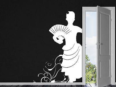 Wall Sticker Vinyl Decal Beautiful Girl Dancing Flamenco Fan Fluffy Dress Unique Gift (n113)