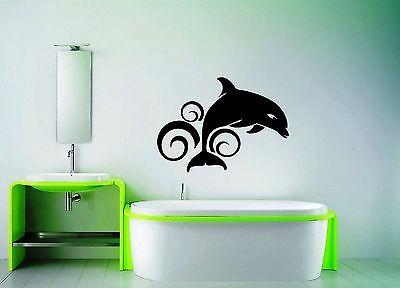 Wall Stickers Vinyl Decal Bathroom Dolphin Animal Ocean Wave Unique Gift ig1373