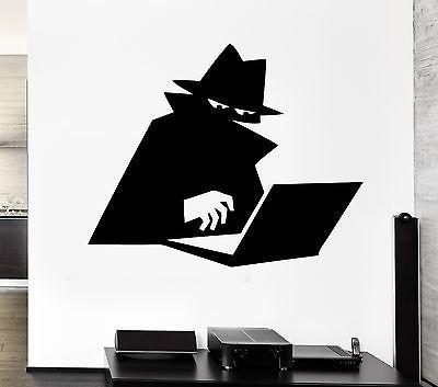 Wall Decal Spy Shadow Cloak Computer Hacker Hat Agent Vinyl Stickers Unique Gift (ed188)