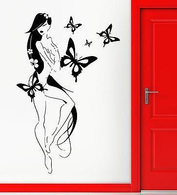 Sexy Hot Naked Girl Butterfly Flower Decor Wall Stickers Vinyl Decal (z2257)