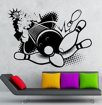 Bowling Wall Sticker Sport Entertainment Center Vinyl Decal Unique Gift (ig1264)