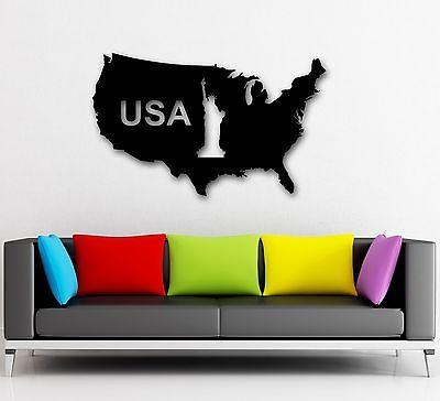 Wall Stickers Vinyl Decal Map of United States USA Statue of Liberty Unique Gift (ig840)