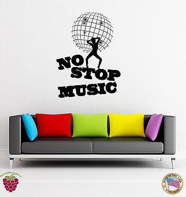 Wall Stickers Vinyl Decal No Stop Music Club Dance Dancing Unique Gift (z1634)