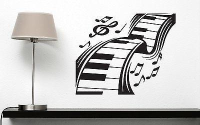 Wall Vinyl Sticker Decal Music Keyboard Keys Music Notes Treble Clef Unique Gift (n193)