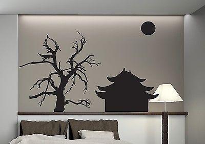 Wall Sticker Vinyl Decal Sakura Pagoda Sun Japan Geisha Samurai Unique Gift (n064)