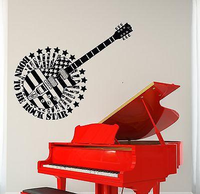 Wall Vinyl Music Guitar Rock Star USA Flag Guaranteed Quality Decal Unique Gift (z3495)