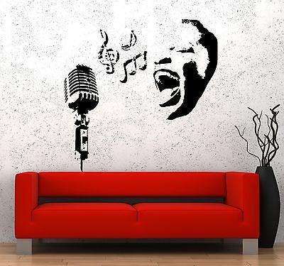 Wall Decal Music Black Woman Microphone Notes Vinyl Sticker Unique Gift (z3585)
