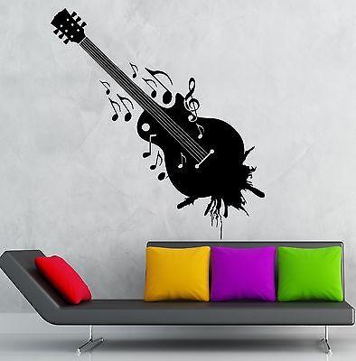 Guitar Wall Stickers Music Musical Instrument Grunge Vinyl Decal Unique Gift (ig2405)